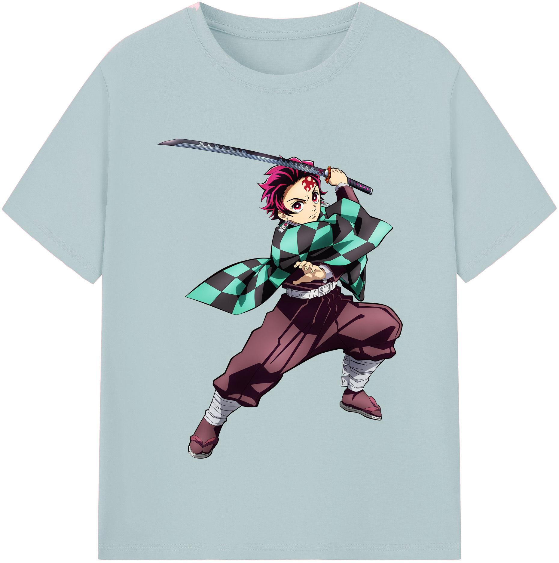 （画像用） 鬼滅の刃 竈門 炭治郎／かまど たんじろう Kamado Tanjirou 綿100％半袖Tシャツ（フロントプリント）